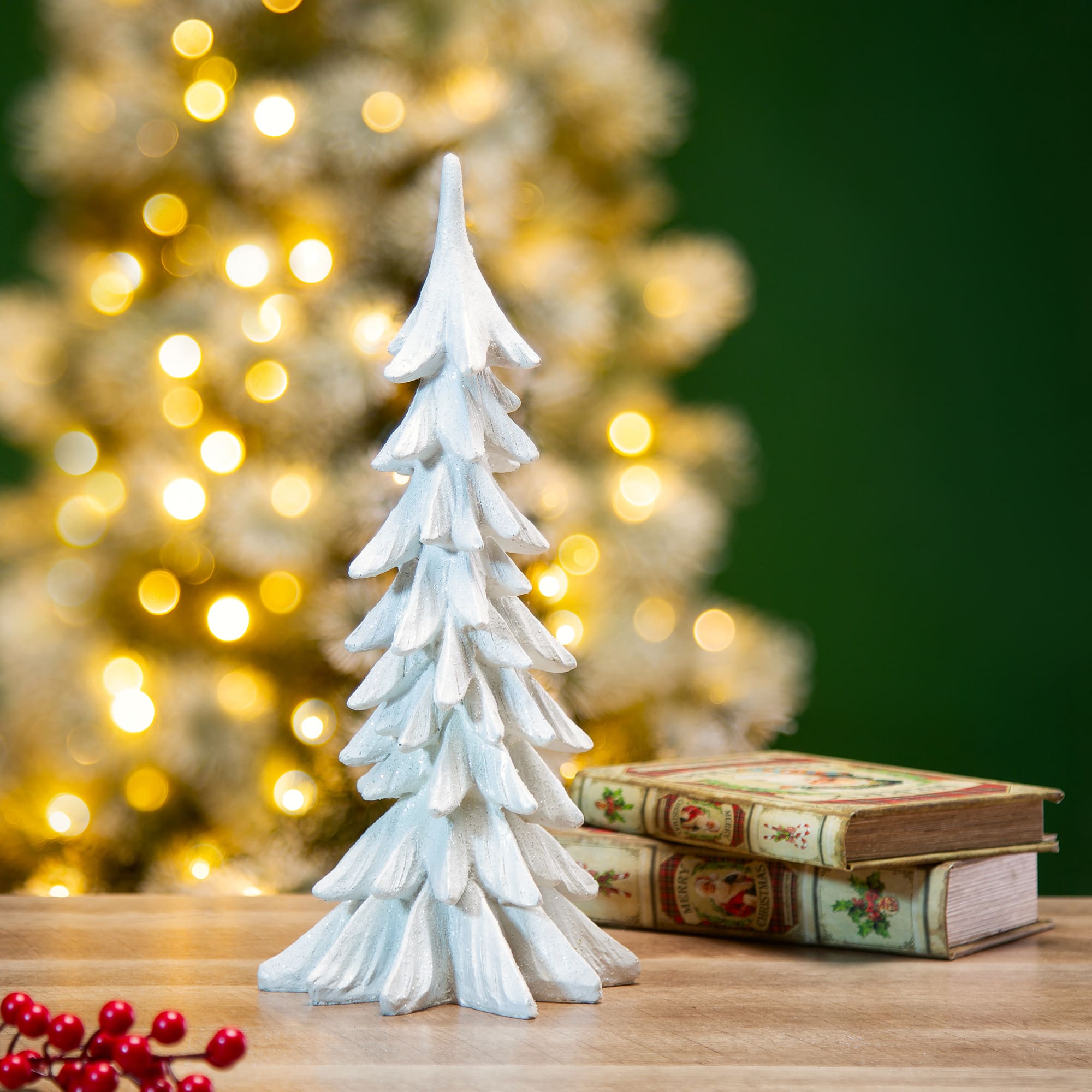 Glitzhome® 14.75" White Christmas Tree Table Décor